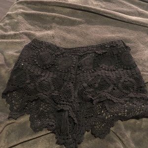 Black lace shorts with a free bag for sleepovers